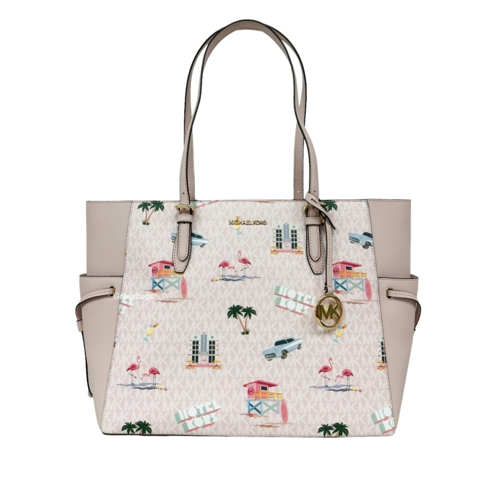 Michael Kors Gilly Large Drawstring Tote Light Powder Blush Pink MK Miami - Picture 4 of 7